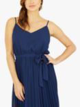 Mela London Strappy Pleated Skirt Midi Dress, Navy