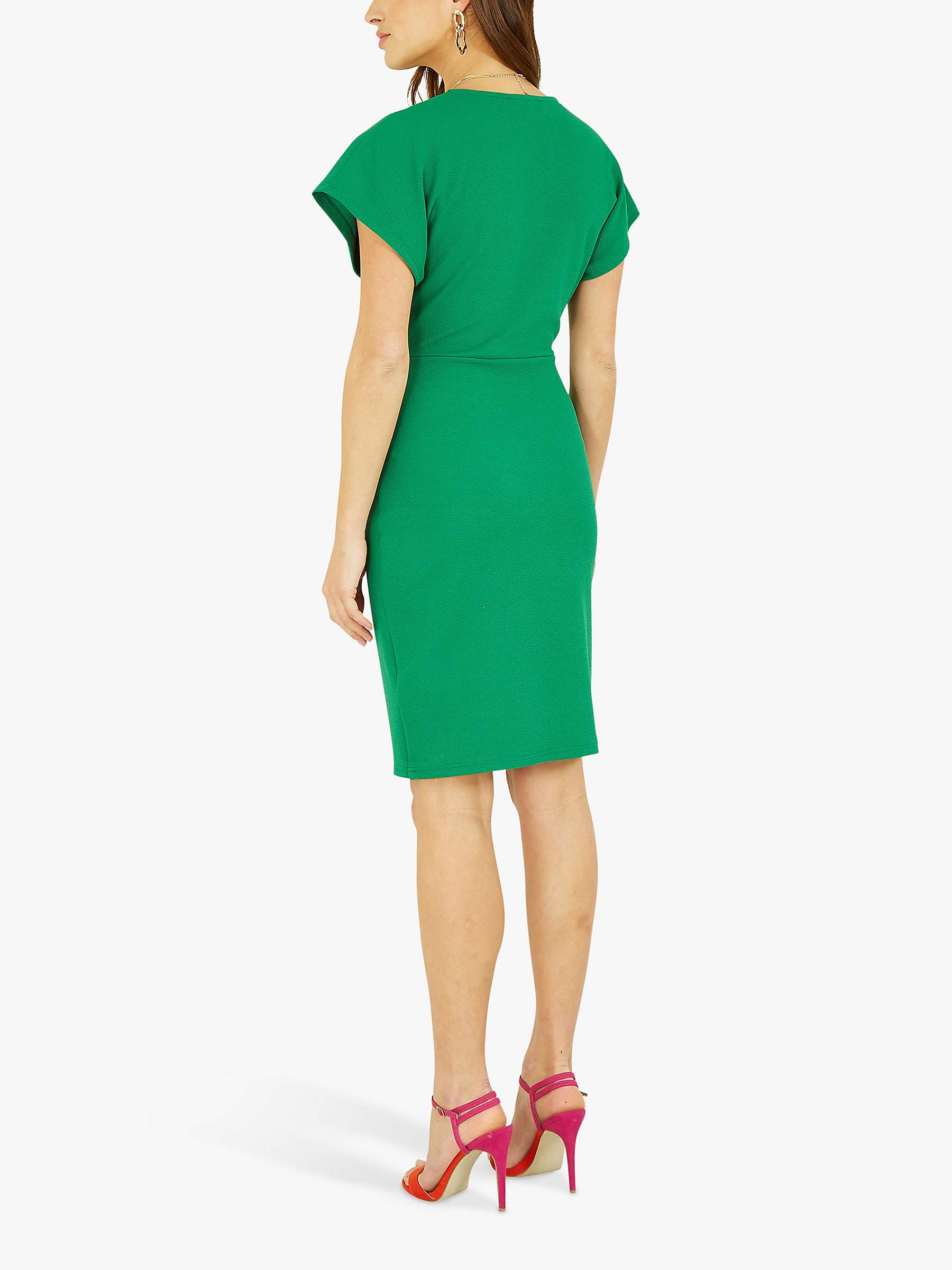 Mela London Wrap Front Knee Length Dress, Green at John Lewis & Partners