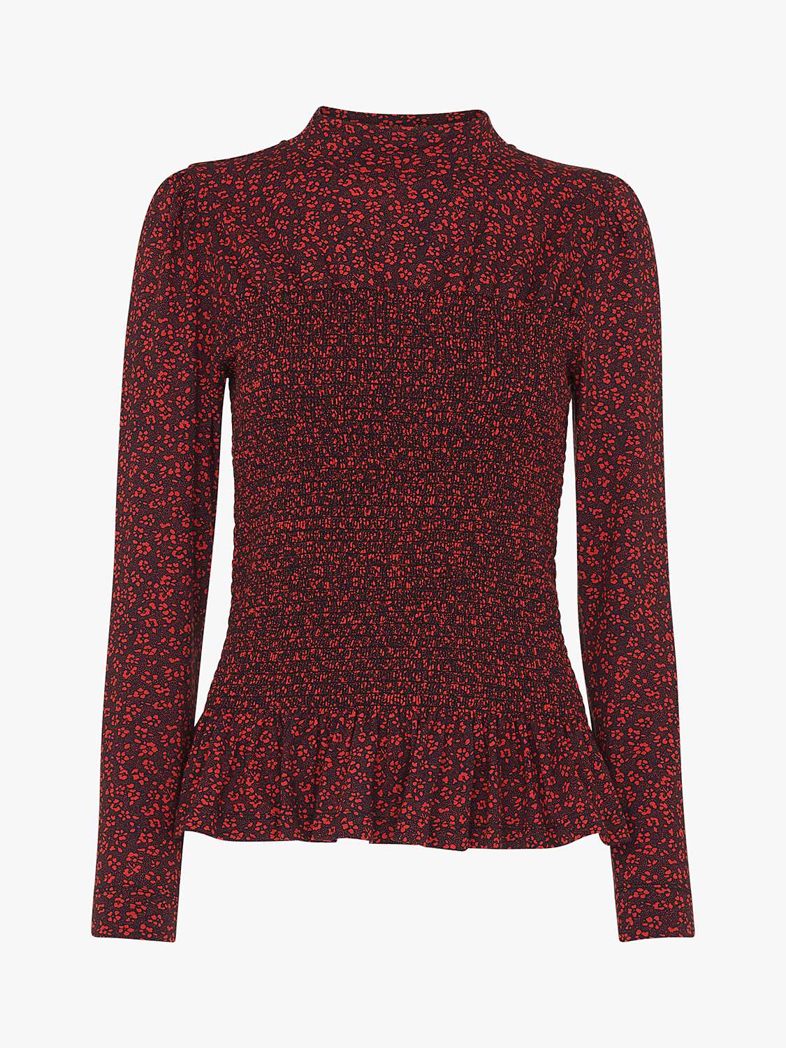 Buy Whistles Pansy Dot Shirred Top, Red/Multi Online at johnlewis.com