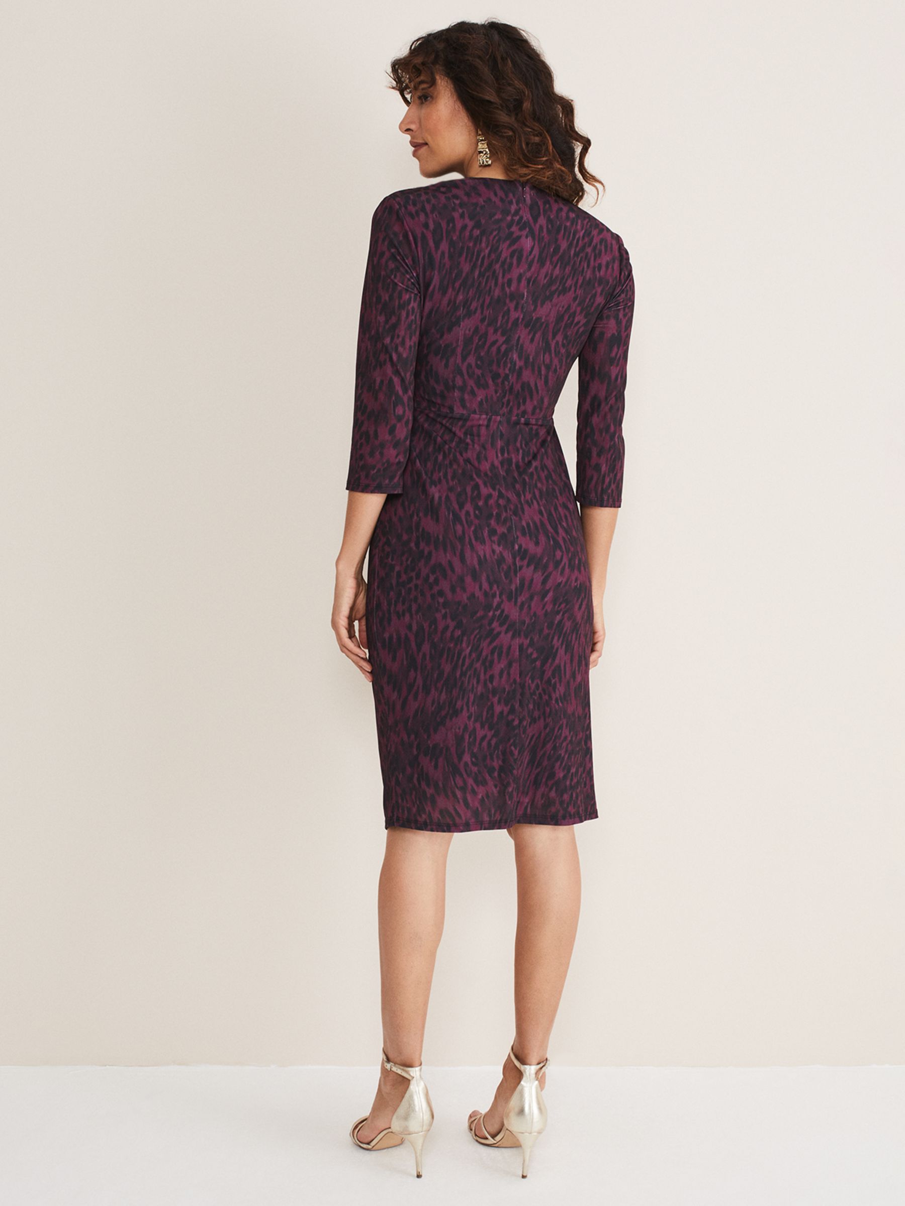 Buy Phase Eight Nieve Leopard Print Dress, Purple/Black Online at johnlewis.com