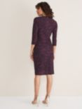 Phase Eight Nieve Leopard Print Dress, Purple/Black