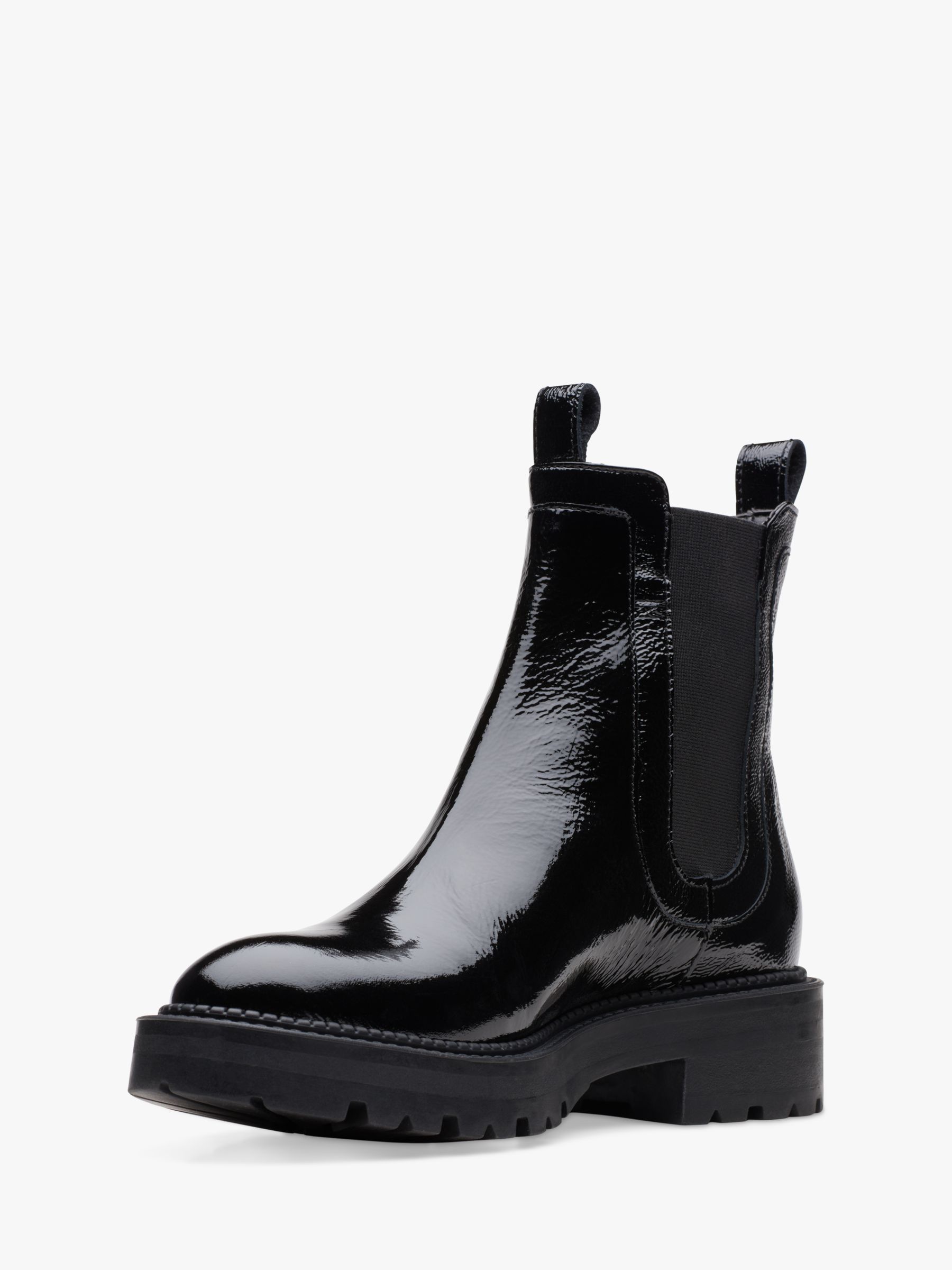 bomuld svært Tjen Clarks Anzino Studded Patent Chelsea Boots, Black, 3