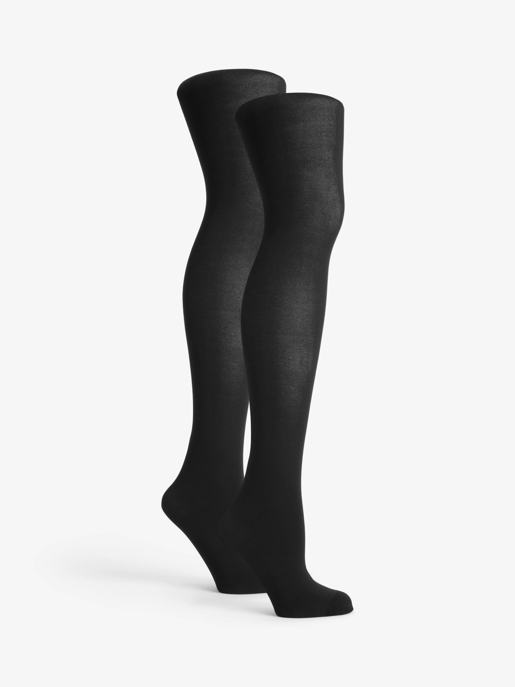 John Lewis ANYDAY 80 Denier Opaque Tights, Pack of 2, Black, S