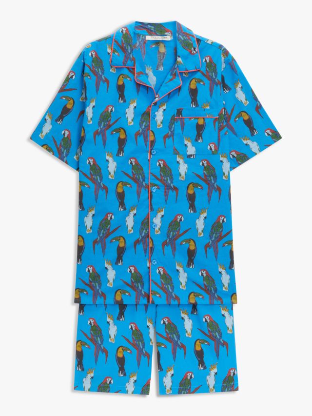 Their Nibs Tropical Birds Short Sleeve Pyjama Set, Blue Base, S