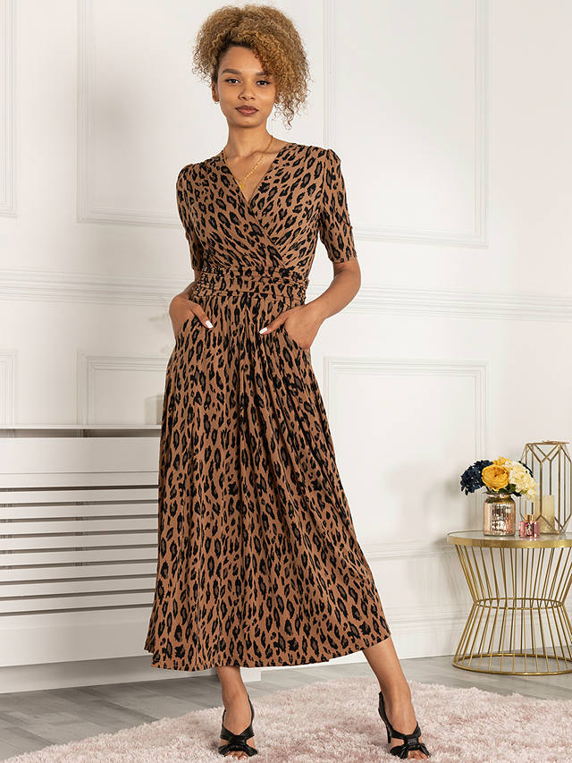 Jolie Moi Akayla Leopard Print Jersey Maxi Dress, Brown