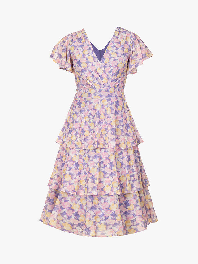 Jolie Moi Gabielle Floral Tiered Dress, Purple/Multi