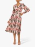 Jolie Moi Libby Long Sleeve Jersey Floral Midi Dress, Pink