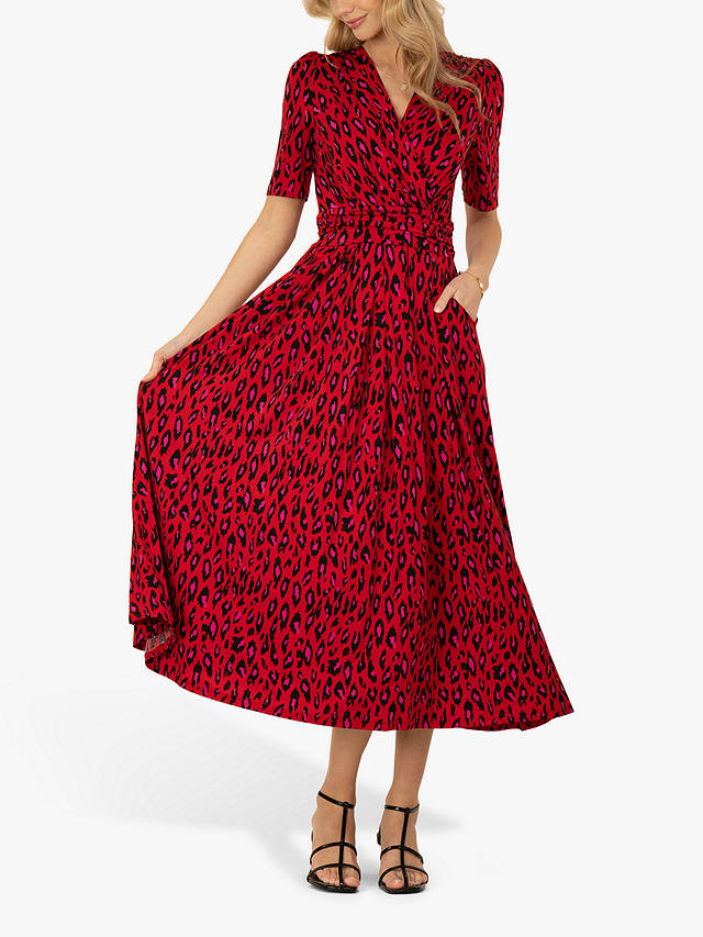 Jolie Moi Akayla Leopard Print Jersey Maxi Dress, Red 