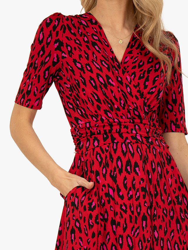 Jolie Moi Akayla Leopard Print Jersey Maxi Dress, Red 