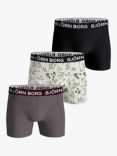 Björn Borg Solid Leaf Print Logo Band Boxers, Pack of 3, Multi