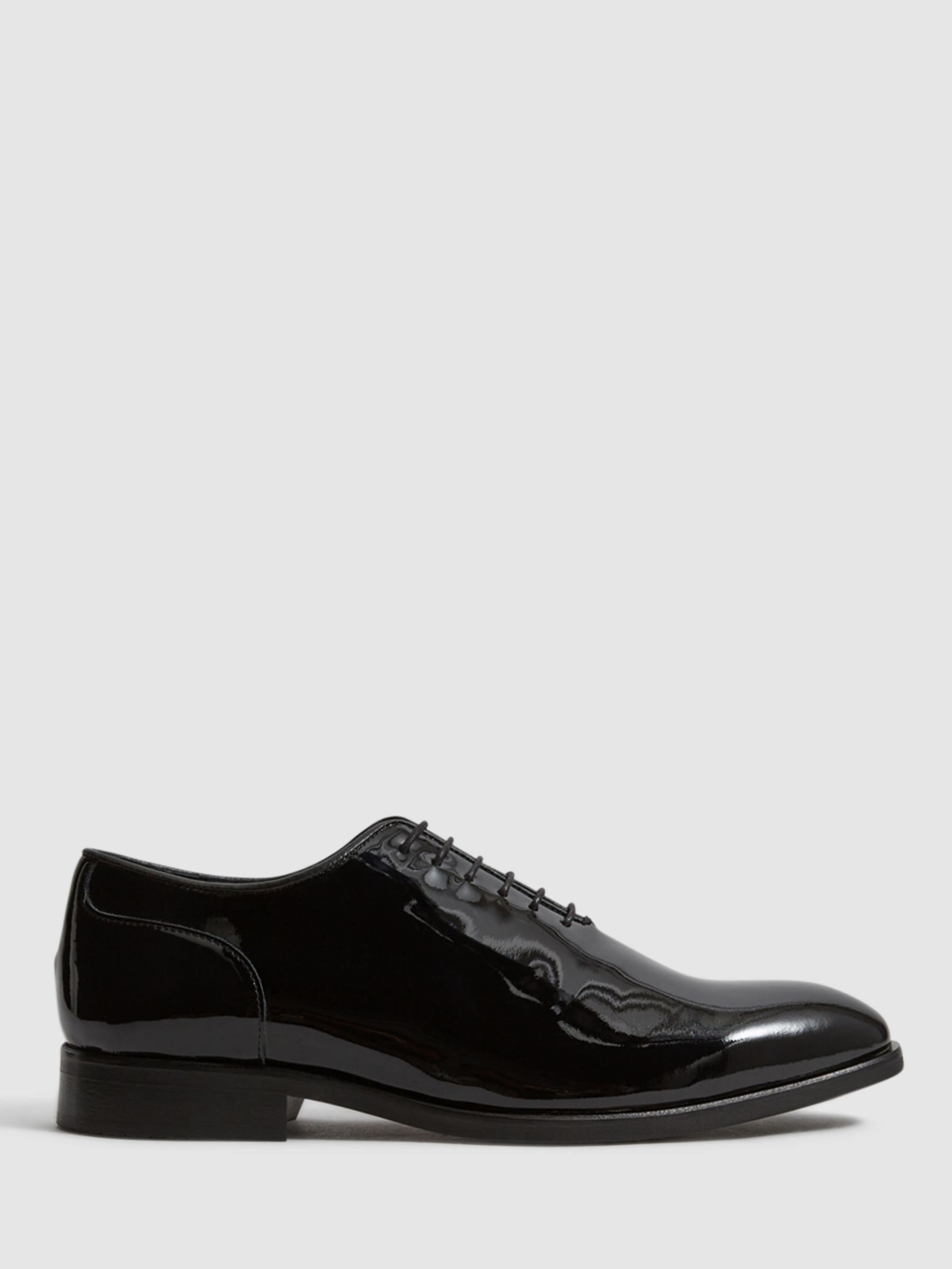 Reiss Bay Patent Leather Whole Cut Shoes, Black, 6