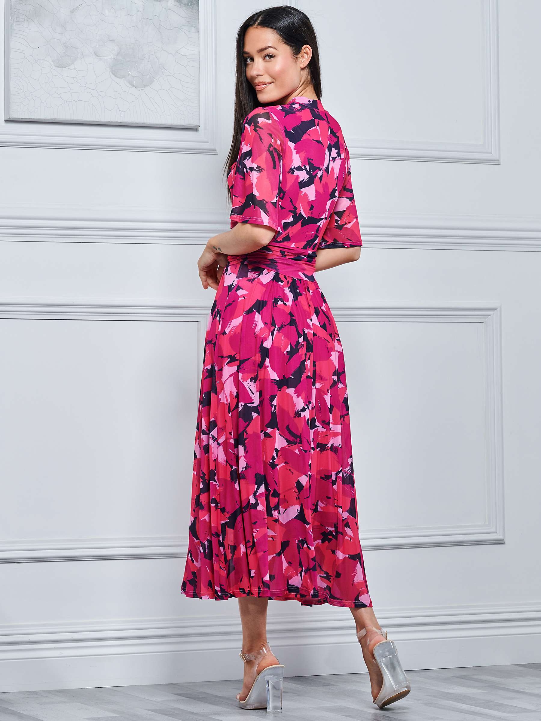 Buy Jolie Moi Tina Turtle Neck Abstract Midi Dress, Pink Online at johnlewis.com
