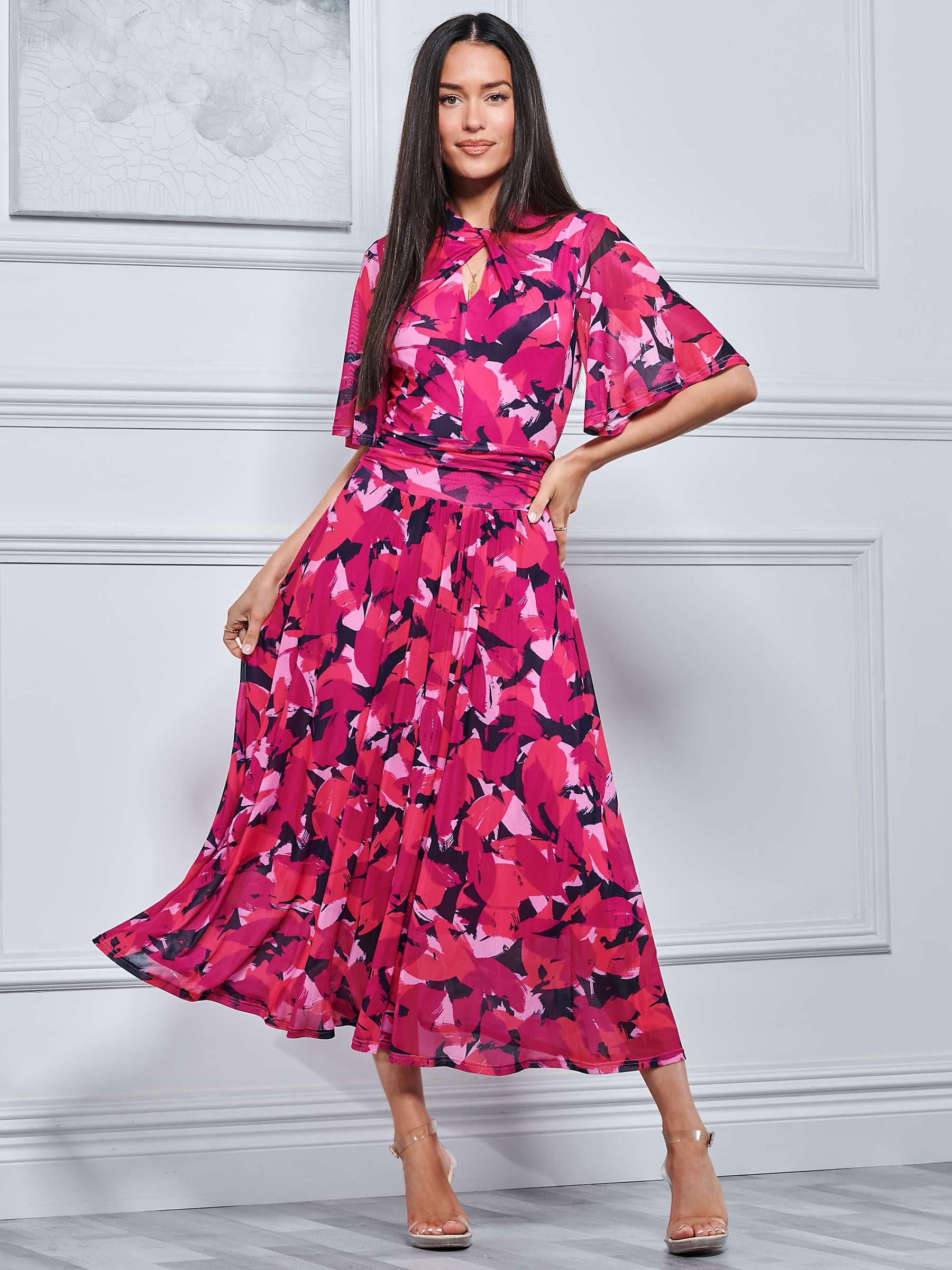 Buy Jolie Moi Tina Turtle Neck Abstract Midi Dress, Pink Online at johnlewis.com