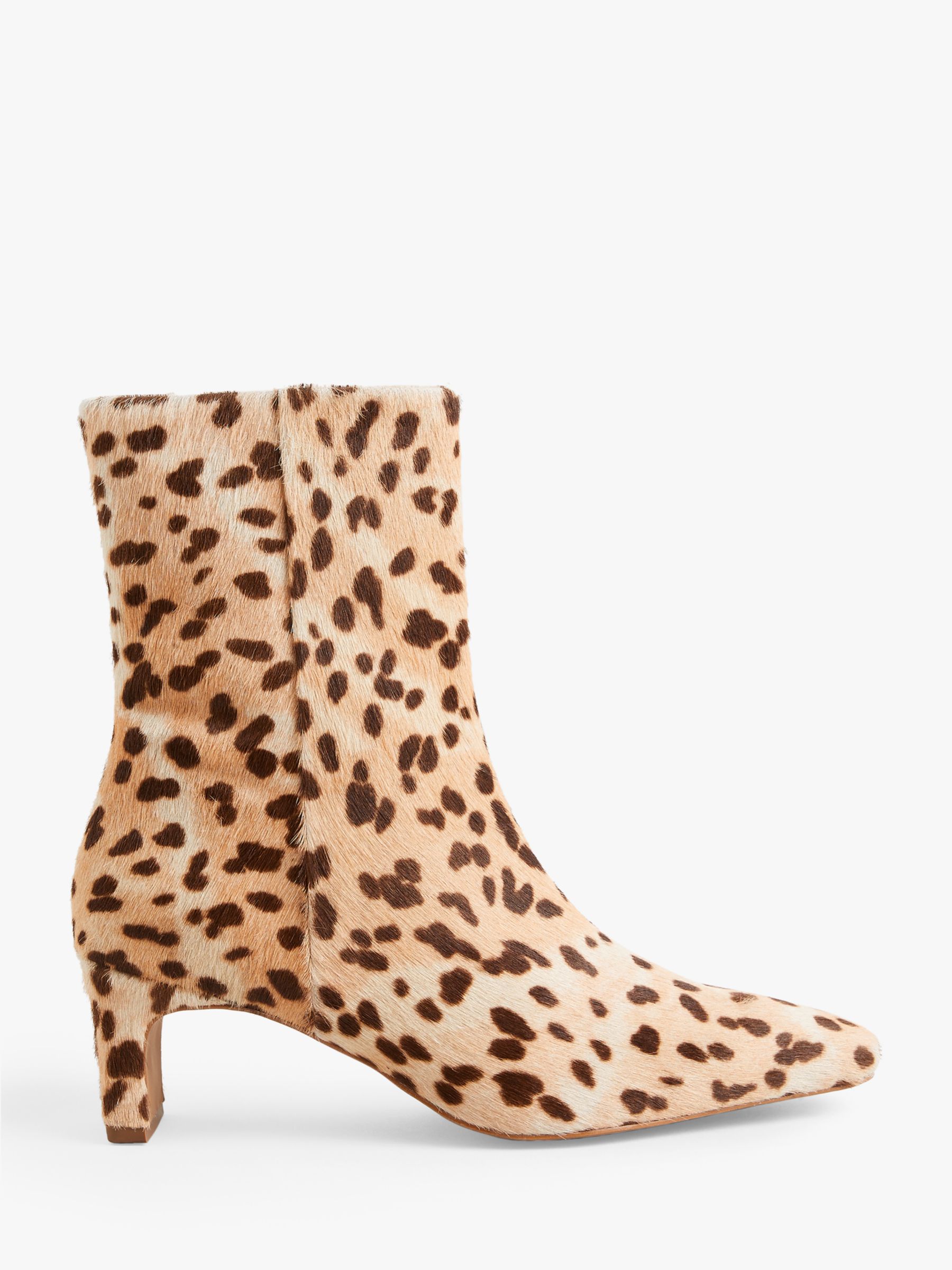 Boden Leopard Straight Ankle Boots, Neutral, 4