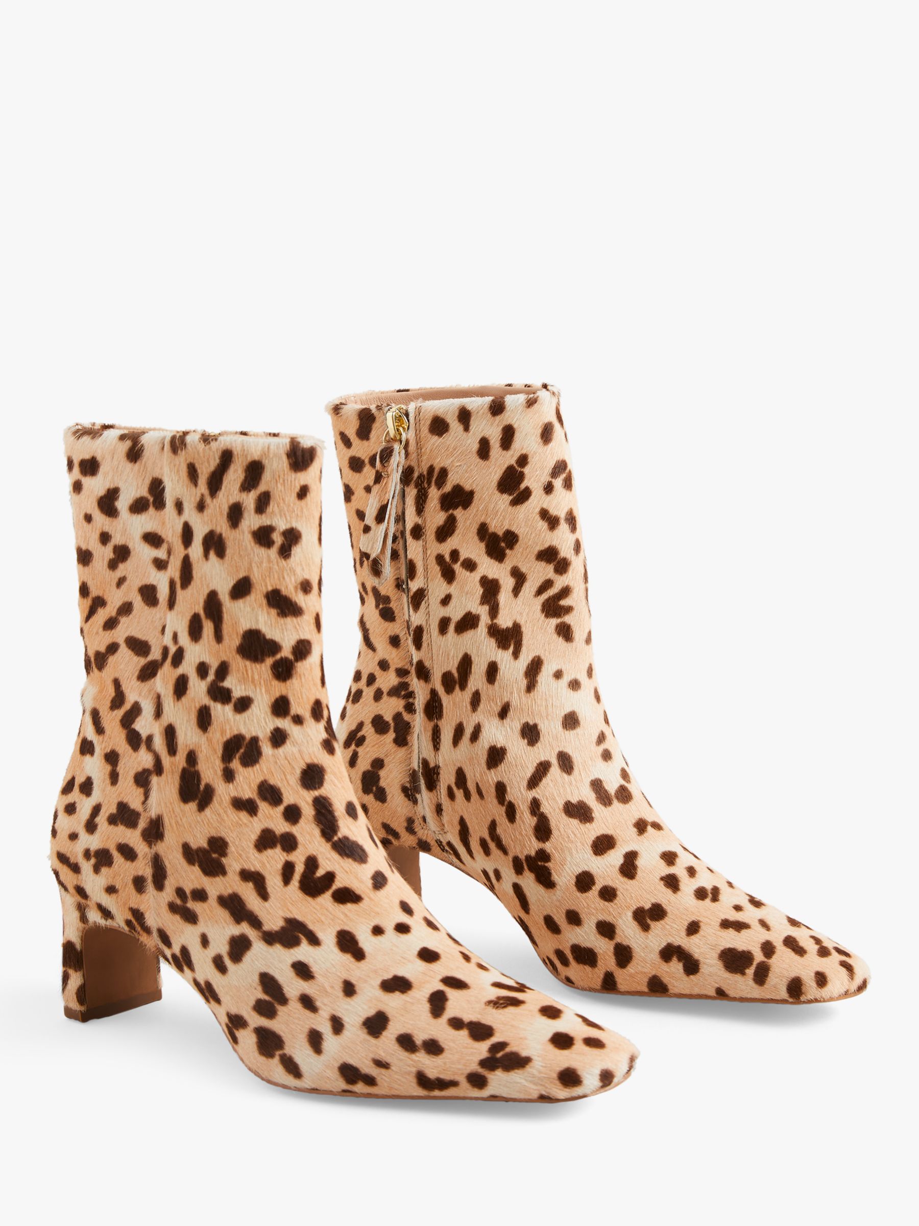 Boden Leopard Straight Ankle Boots, Neutral, 4