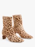 Boden Leopard Straight Ankle Boots, Neutral