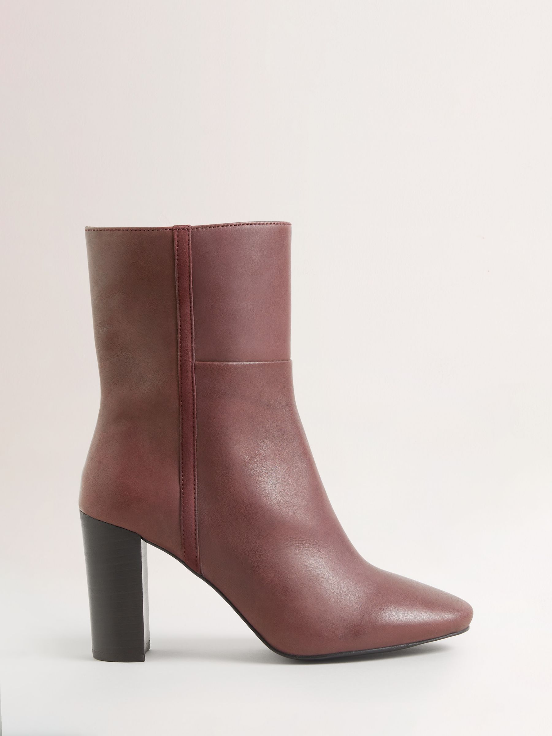 Boden Leather Ankle Boots, Maroon, 4