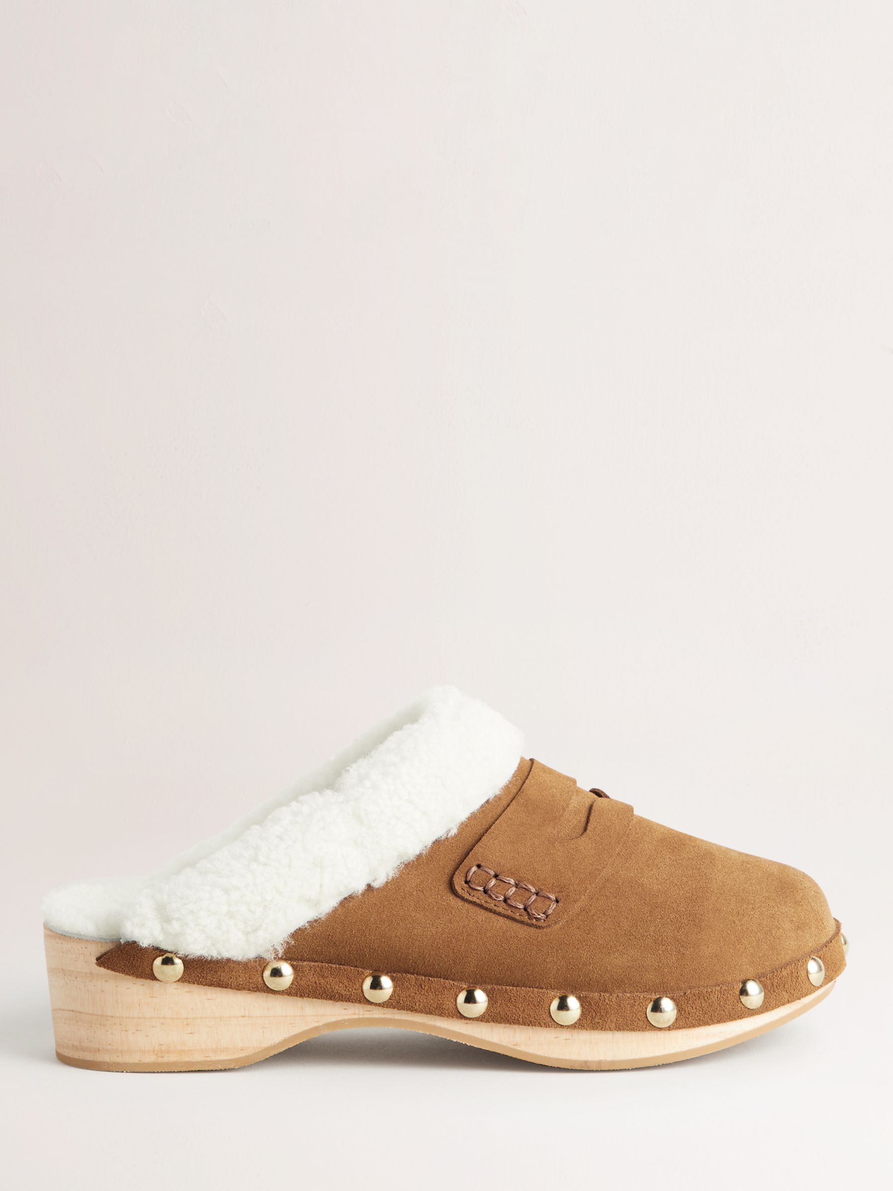 Boden Shearling Lined Clog Shoes, Golden Brown