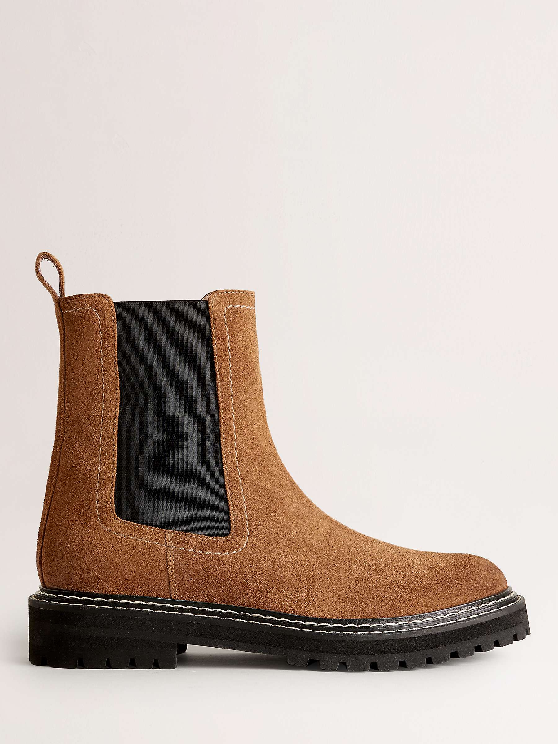 Boden Suede Chunky Chelsea Boots, Gold Brown at John Lewis & Partners