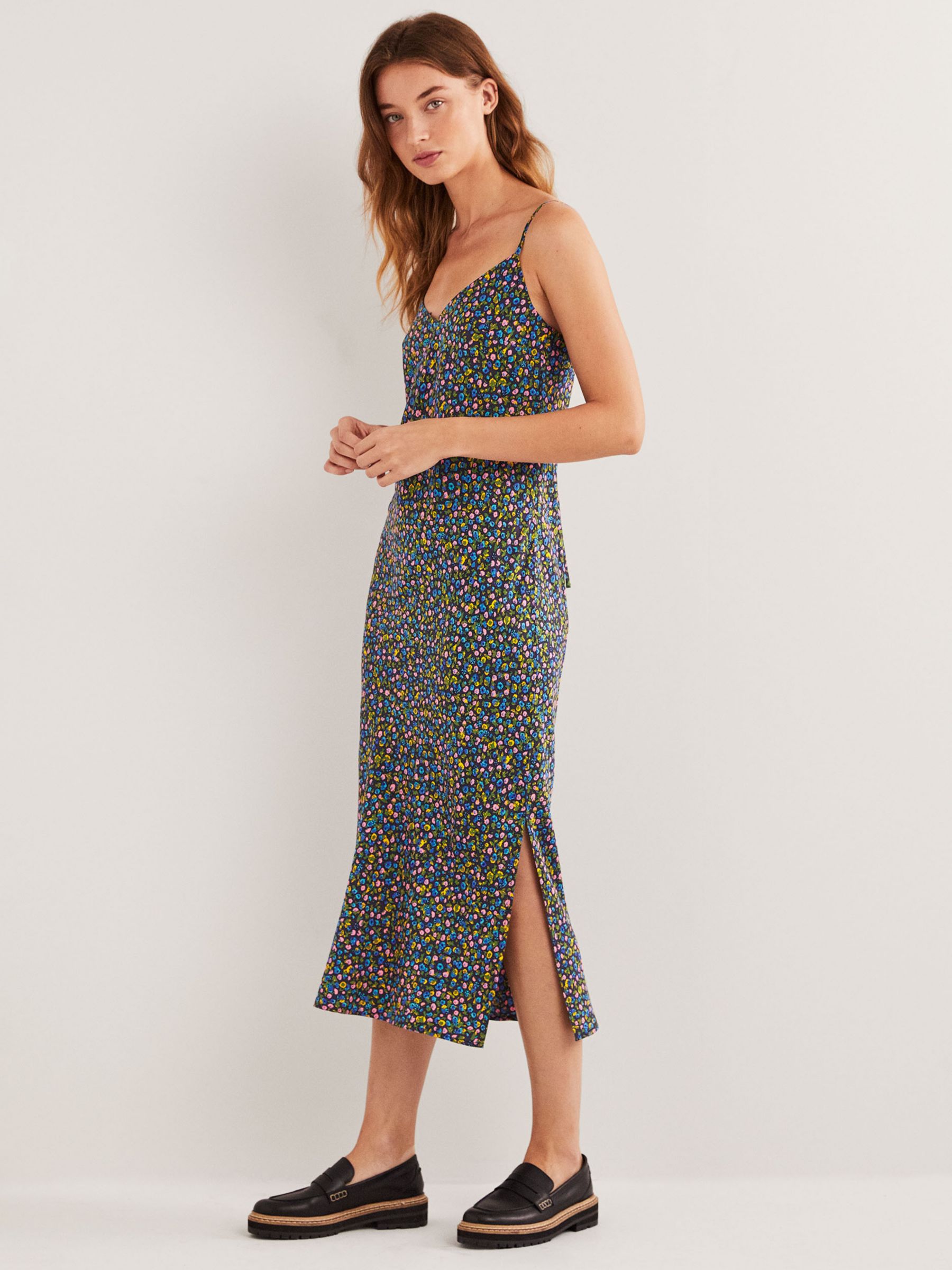 Buy Boden Elena Floral Terrace Print Midi Slip Dress, Navy/Multi Online at johnlewis.com