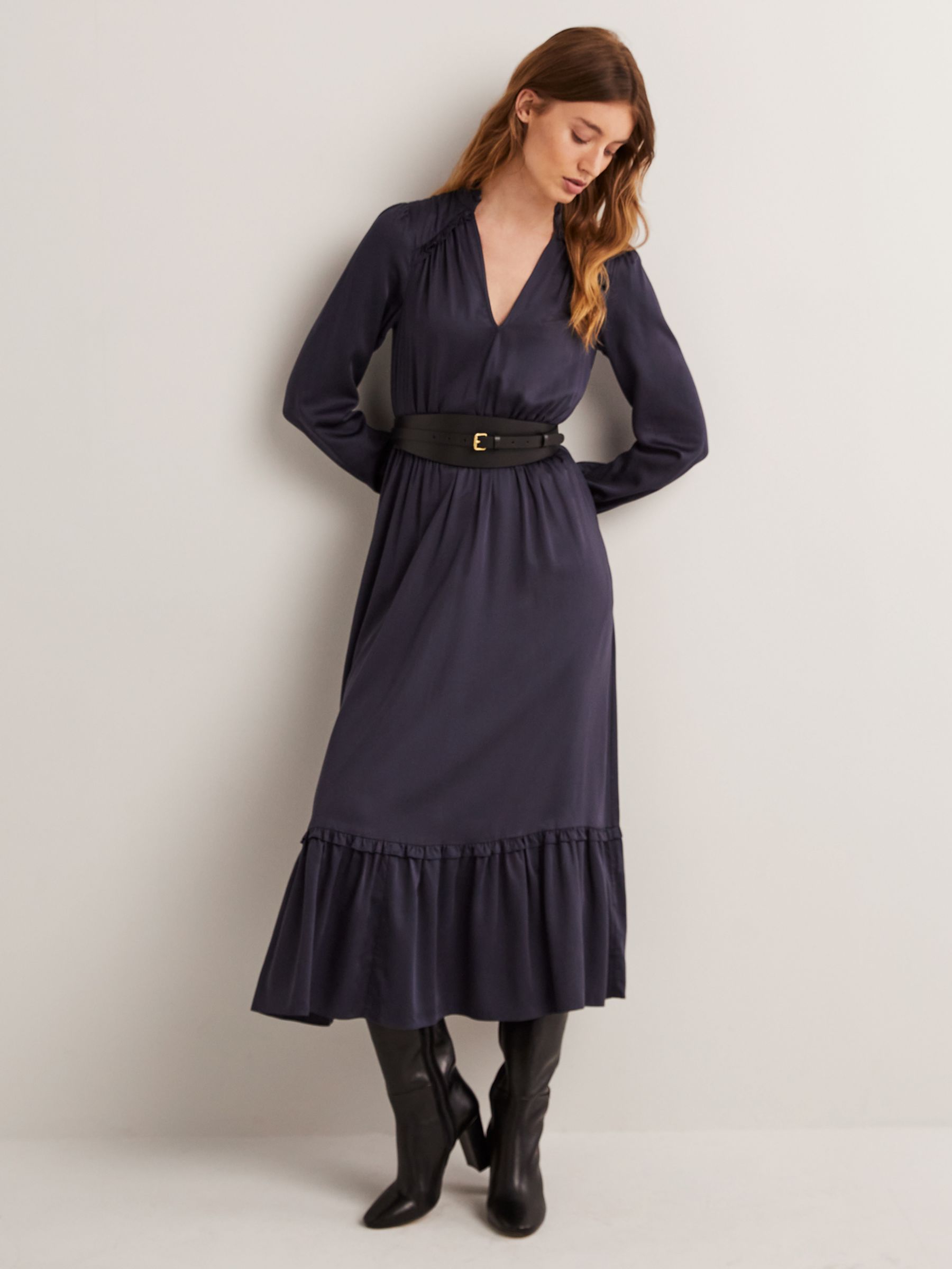 Boden Satin Midi Shirt Dress at John Lewis & Partners