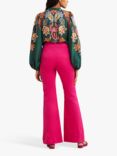 Boden Fitted Flared Trousers, Wild Watermelon Pink