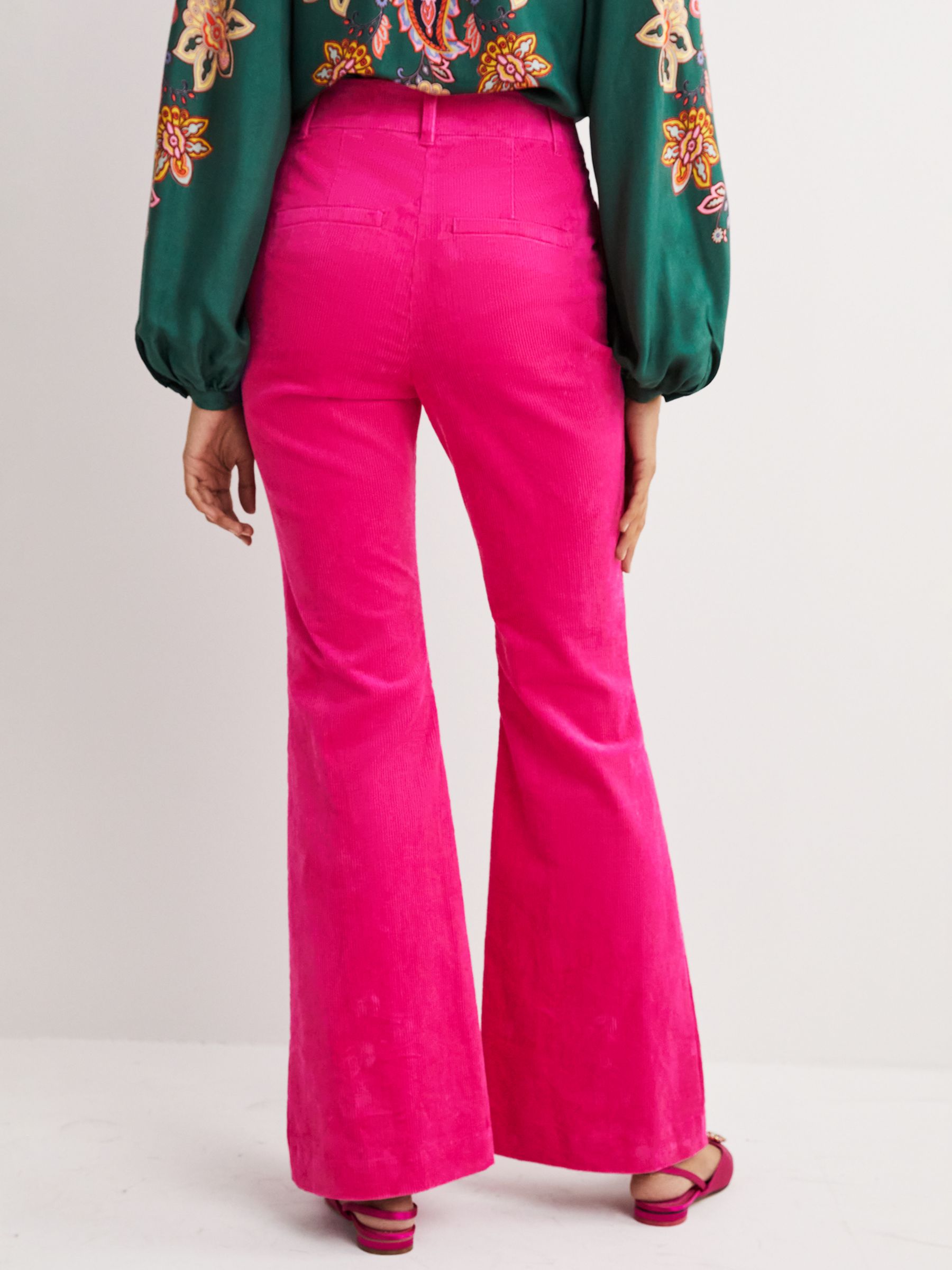 Boden Fitted Flared Trousers, Wild Watermelon Pink at John Lewis & Partners