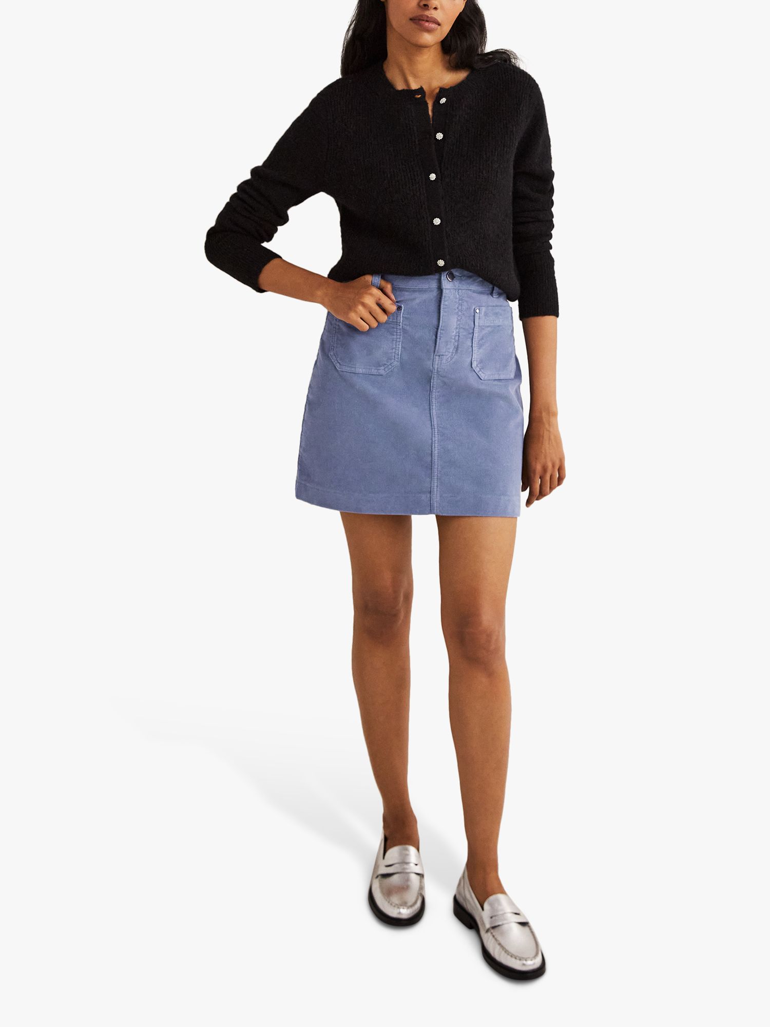Boden Corduroy Mini Skirt, Mid Blue