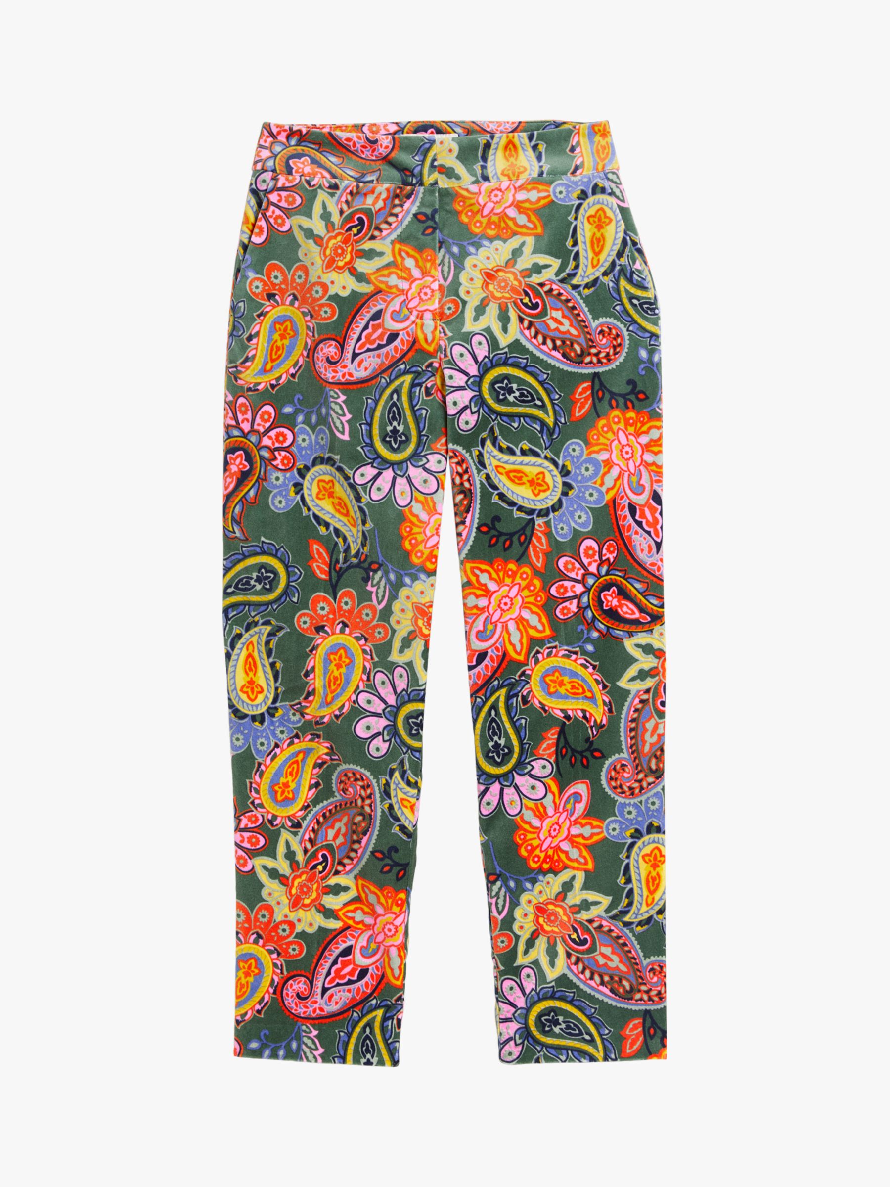 Boden Paisley Print Cropped Trousers, Green/Multi at John Lewis & Partners