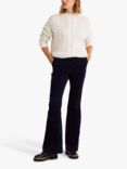 Boden Cord Fitted Flared Trousers, French Navy, French Navy