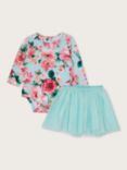 Monsoon Baby Floral Bodysuit & Tutu Skirt Set, Pink/Multi