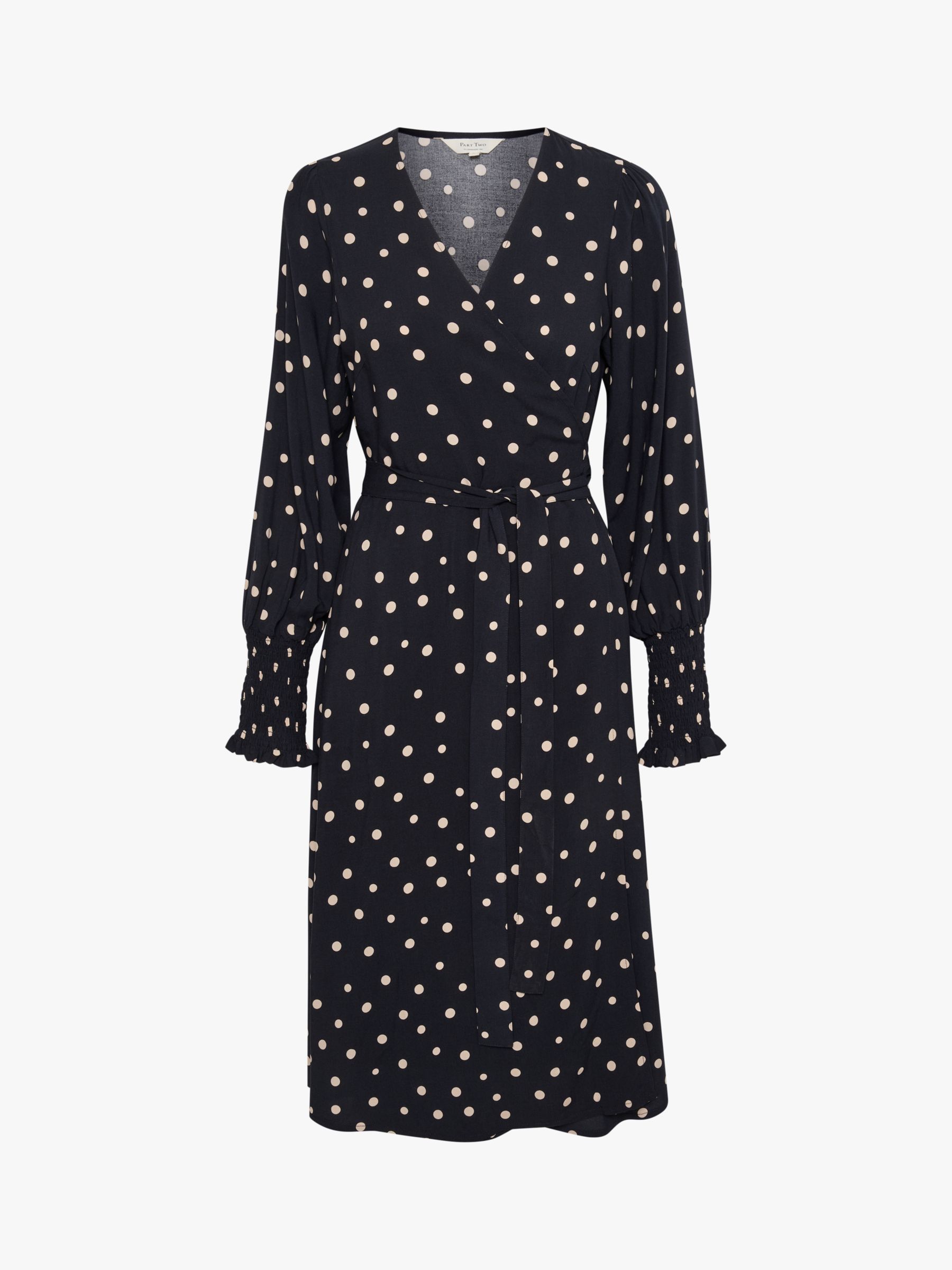Buy Part Two Rani Long Sleeve Midi Dress, Dark Navy Dot Online at johnlewis.com