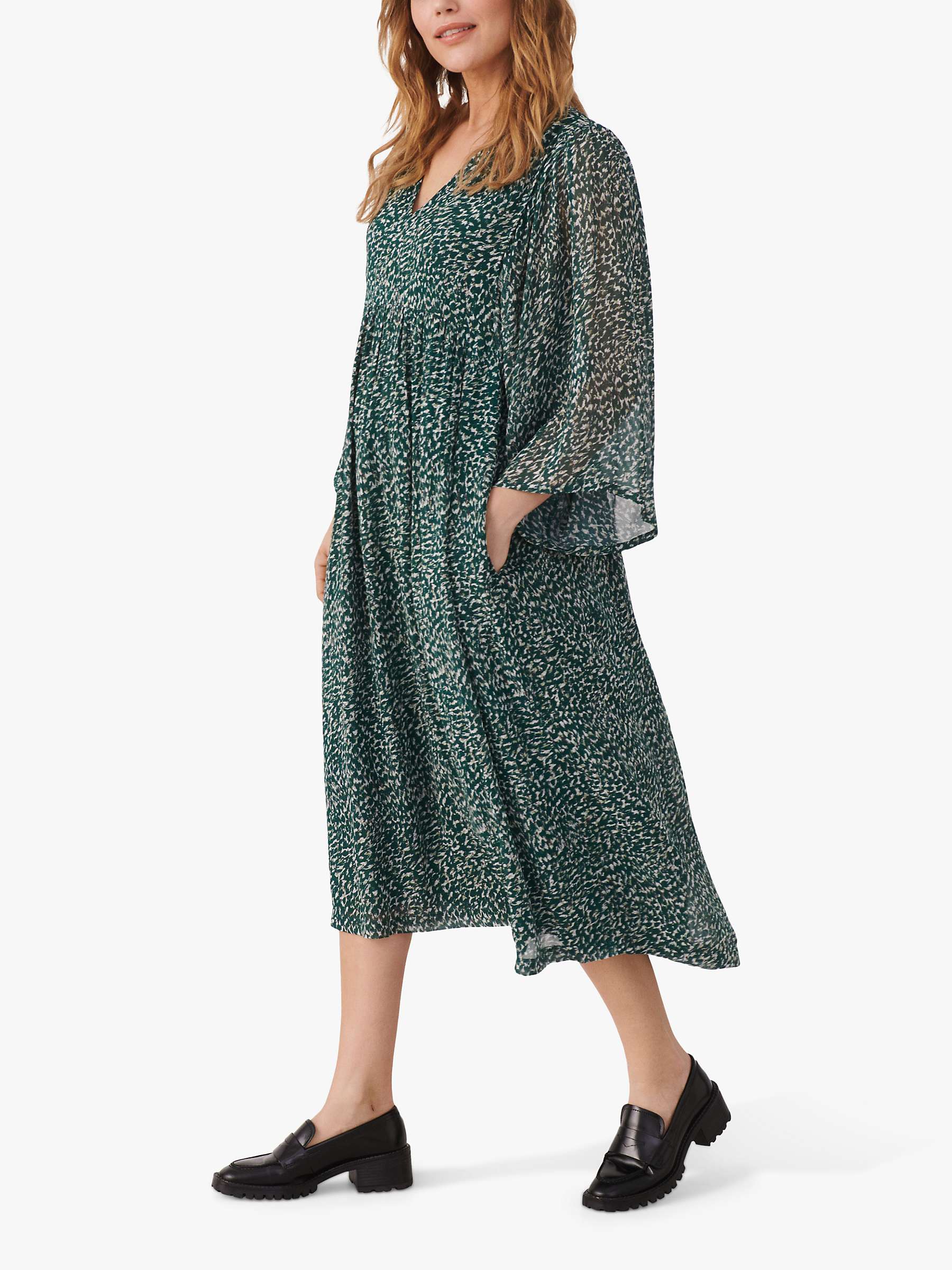 Buy Part Two Raima Granite Print Loose Georgette Midi Dress, Green Online at johnlewis.com