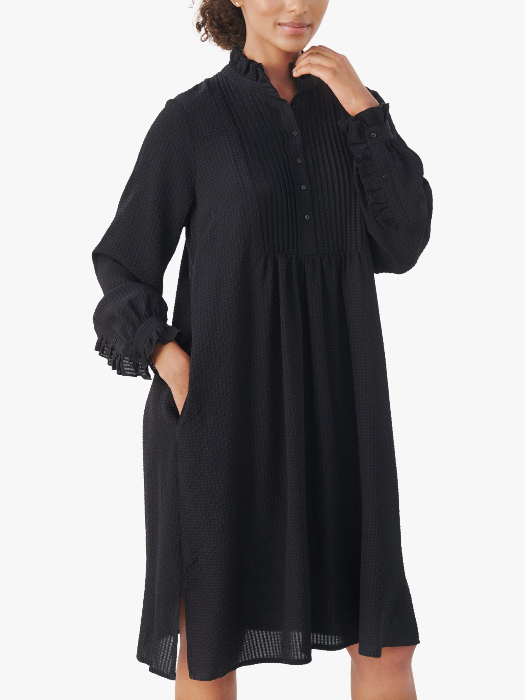 Buy Part Two Rosalia Frill Trim Shirt Dress, Black Online at johnlewis.com