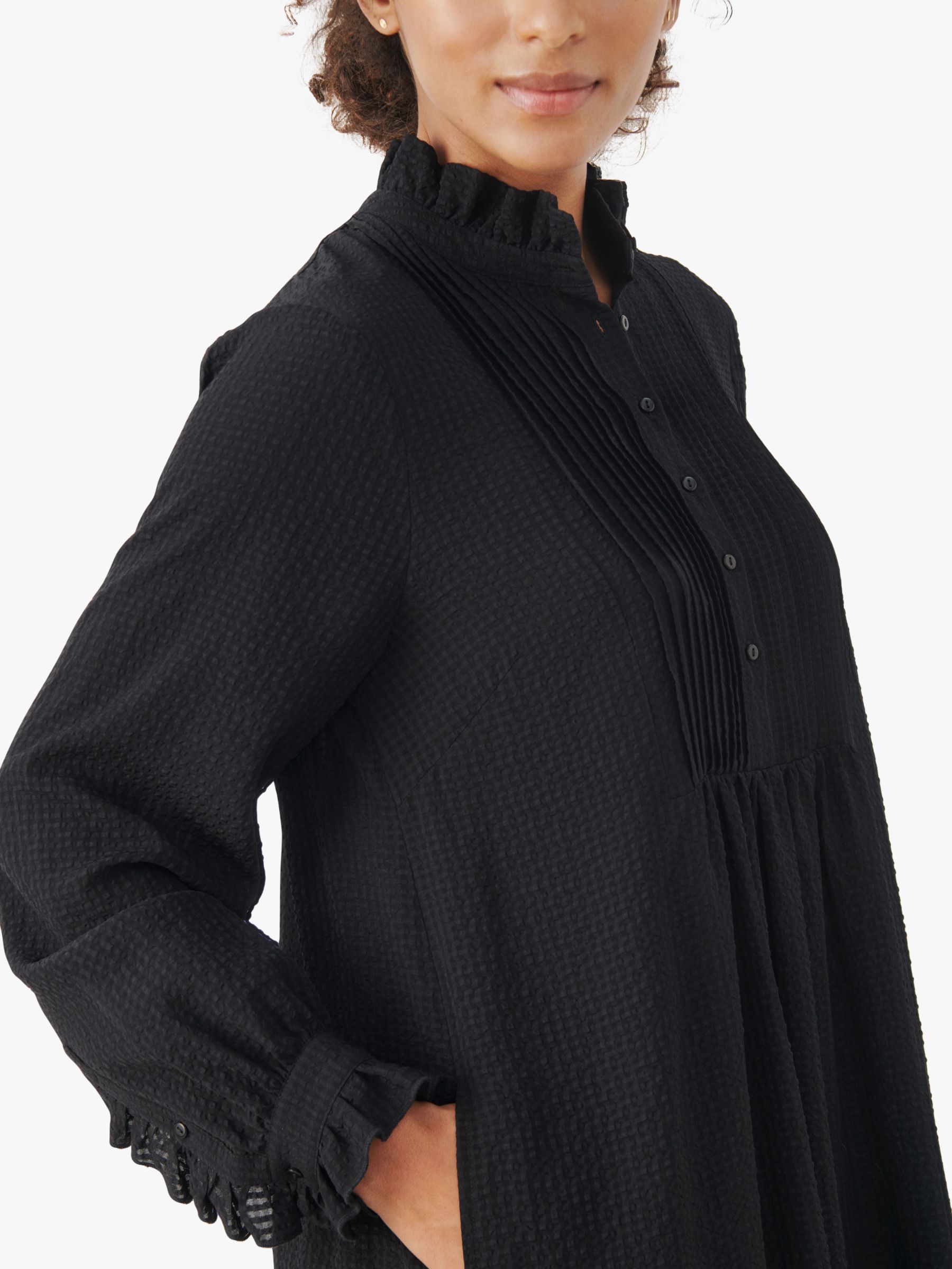 Buy Part Two Rosalia Frill Trim Shirt Dress, Black Online at johnlewis.com