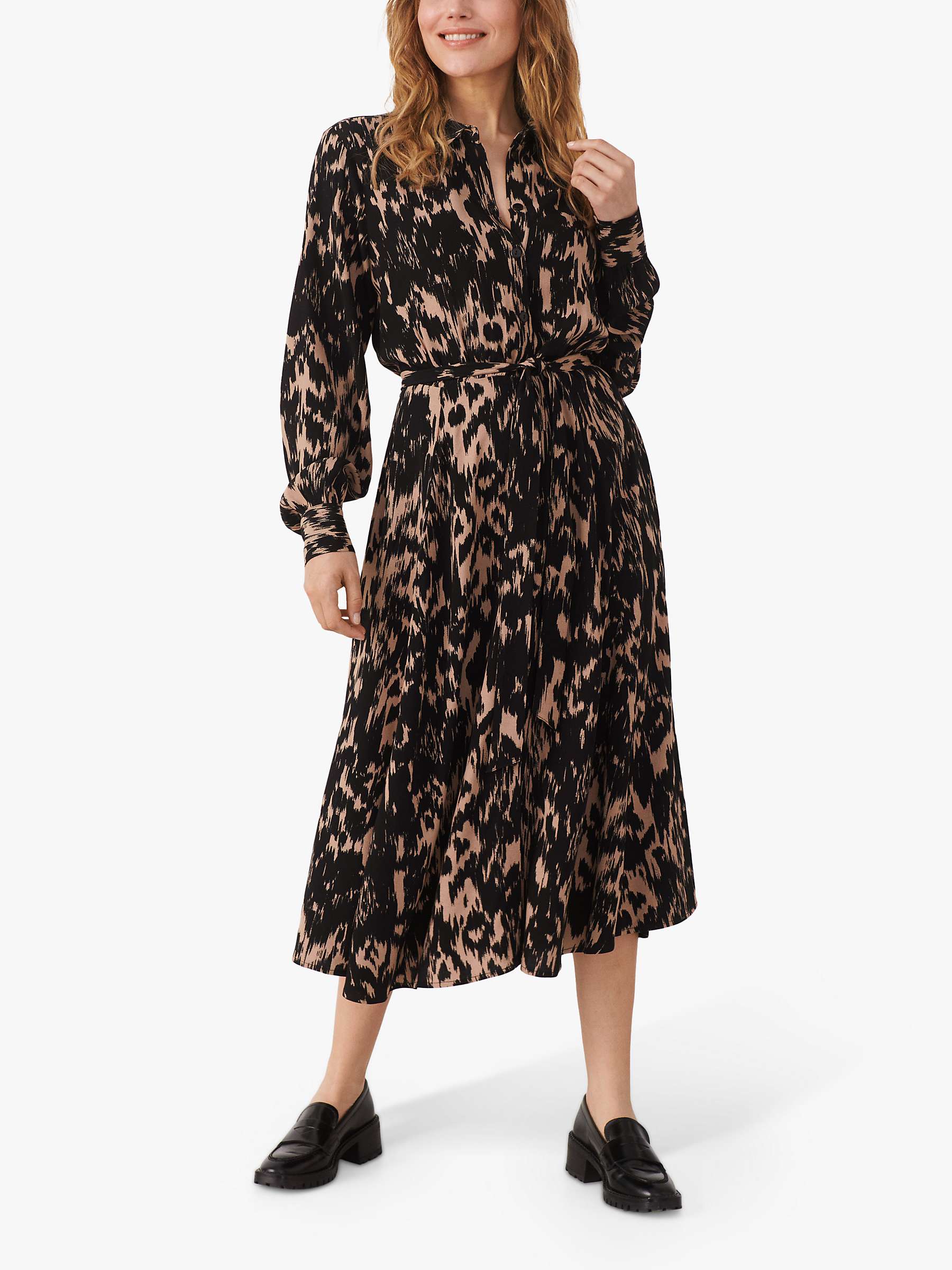 Buy Part Two Romy Long Sleeve Midi Dress, Black Ikat Print Online at johnlewis.com