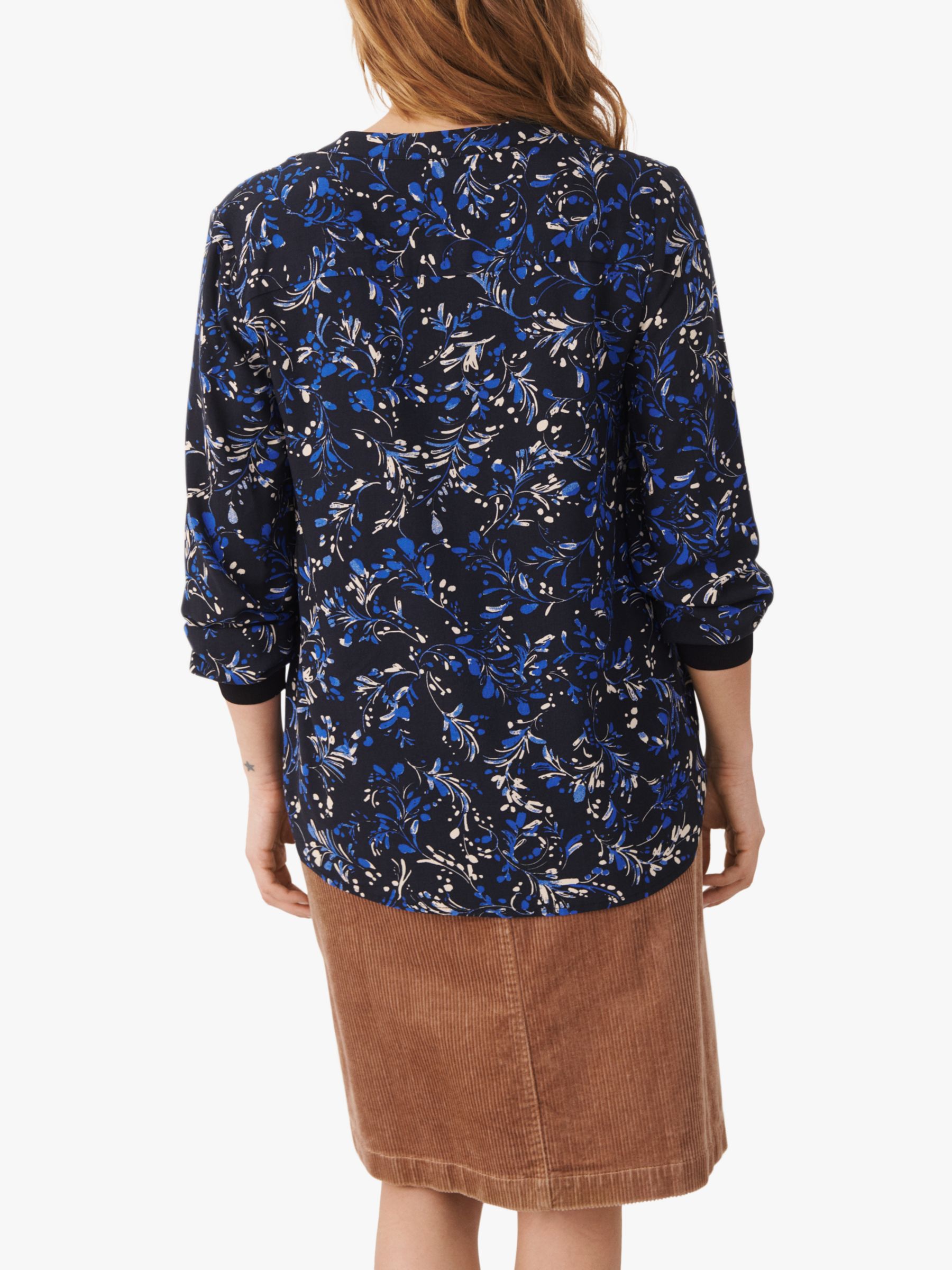 Part Two Tonnie Long Sleeve Print Blouse, Dark Navy Marble, 8