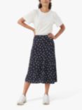 Part Two Parveen Spot Print Midi Skirt, Dark Navy/White, Dark Navy/White