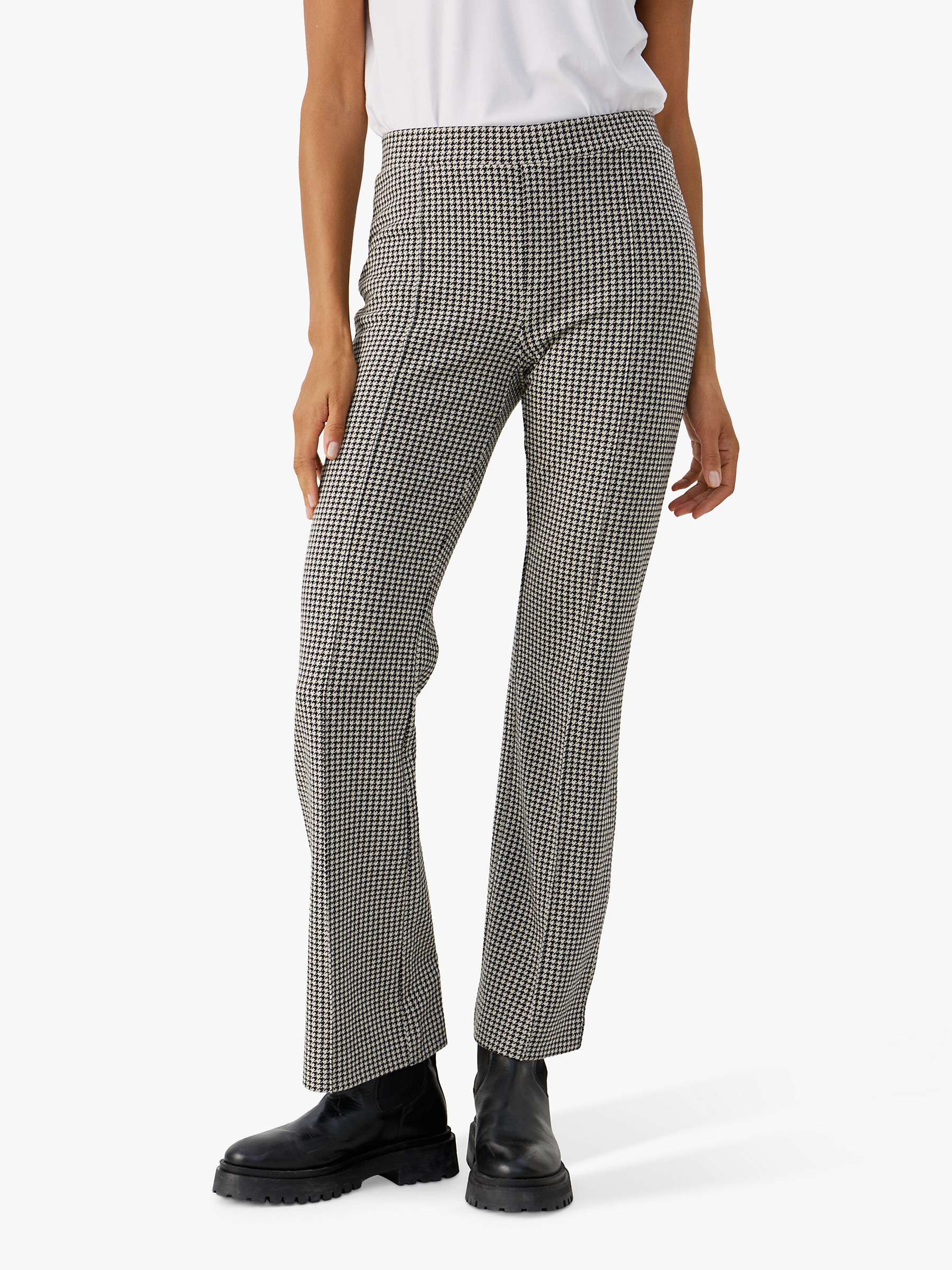 Buy Part Two Pontas Straight Leg Jersey Trousers, Black Houndstooth Online at johnlewis.com