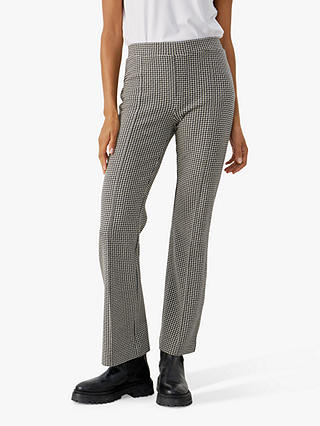 Part Two Pontas Straight Leg Jersey Trousers, Black Houndstooth