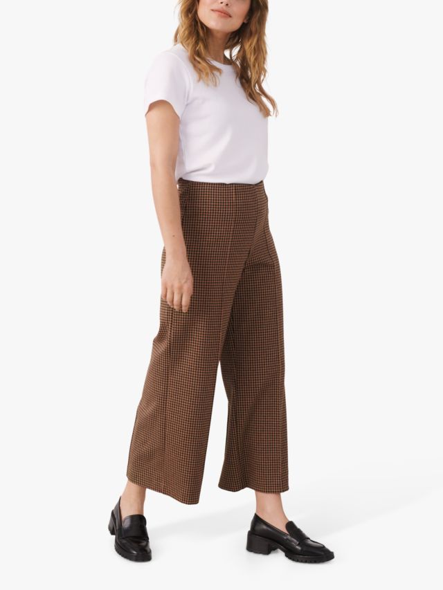 Part Two Illisan Wide Leg Dogtooth Trousers, Brown, XS