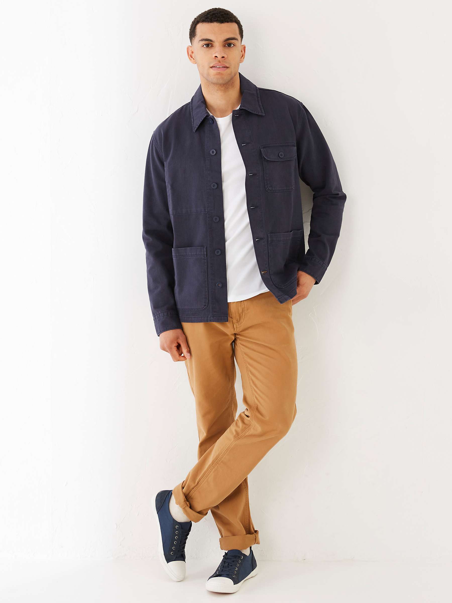 FatFace Cotton Worker Jacket, Navy Blue at John Lewis & Partners