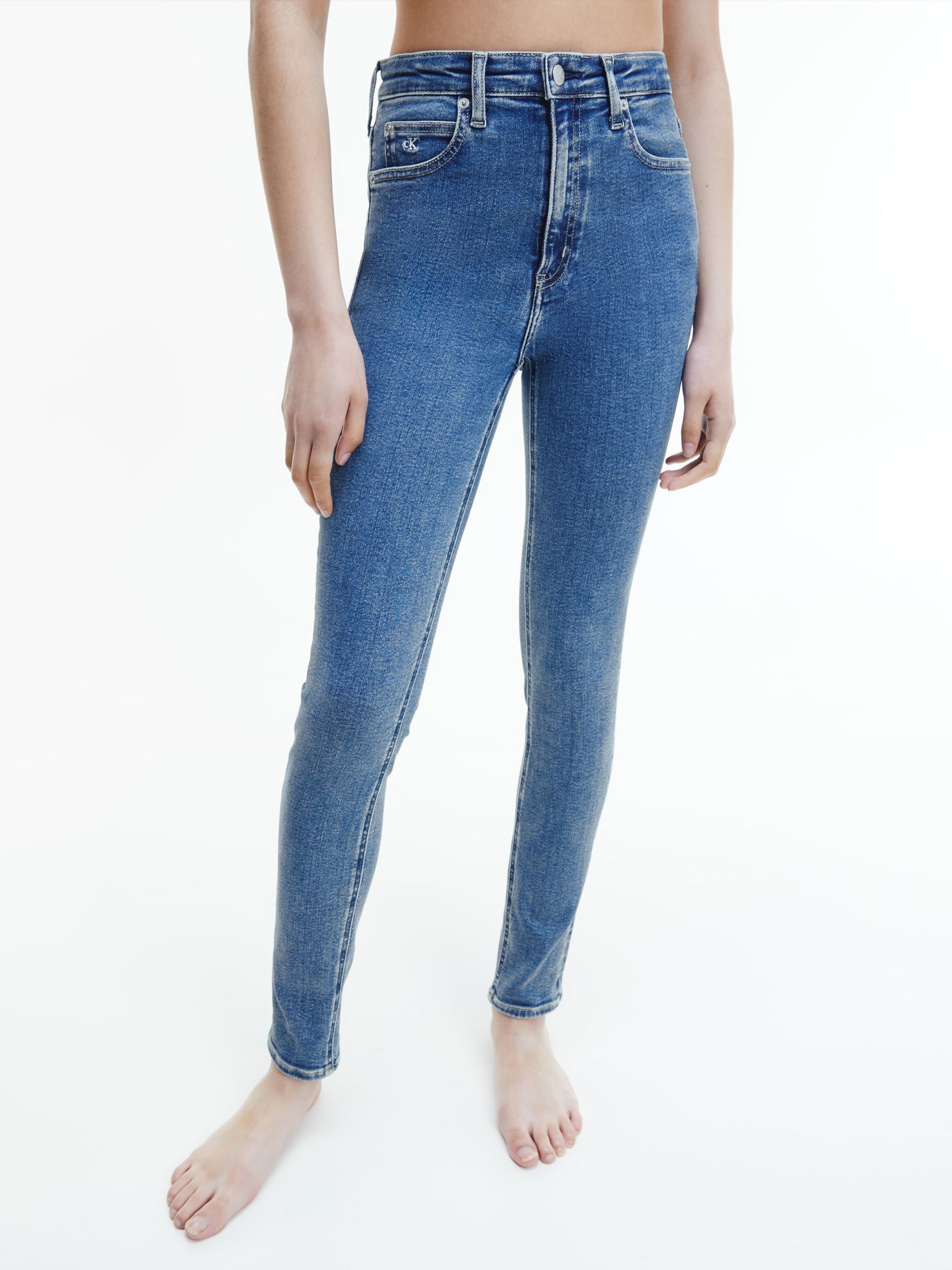 Calvin Klein High Rise Skinny Jeans, Blue at John Lewis & Partners