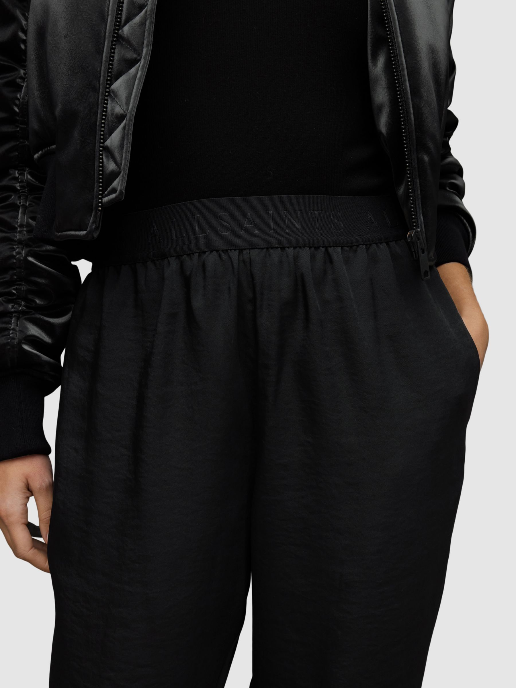 AllSaints Nala Tapered Trousers, Black at John Lewis & Partners