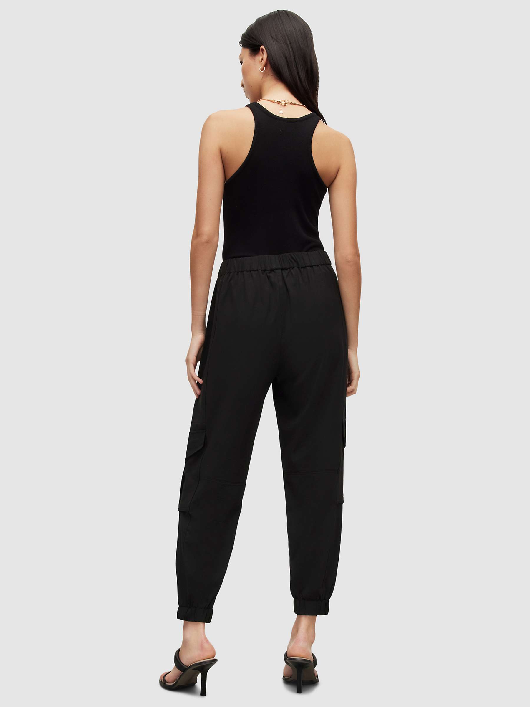 Buy AllSaints Frieda Jersey Cargo Like Cuff Trousers, Black Online at johnlewis.com
