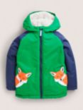 Mini Boden Kids' Fox Cosy Sherpa-Lined Anorak Coat, Highland Green