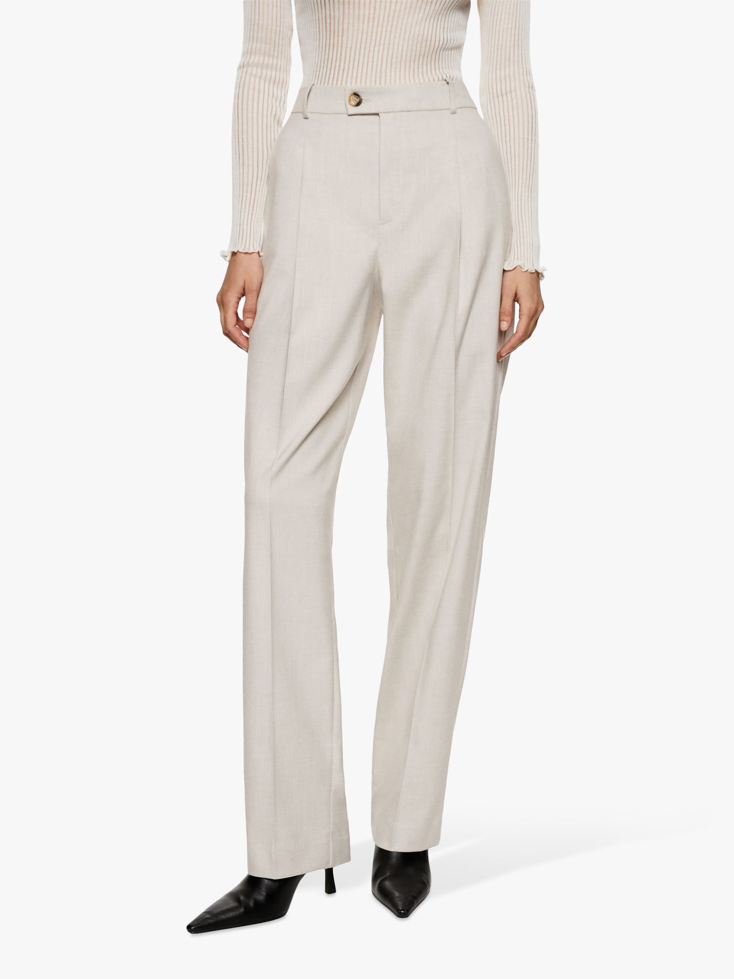 Mango Duo Tailored Trousers, White, 4