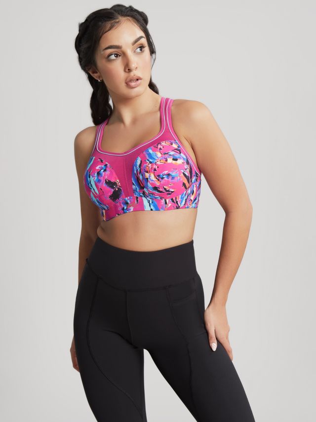 Panache Abstract Print Underwired Sports Bra, Abstract Orchid, 28DD