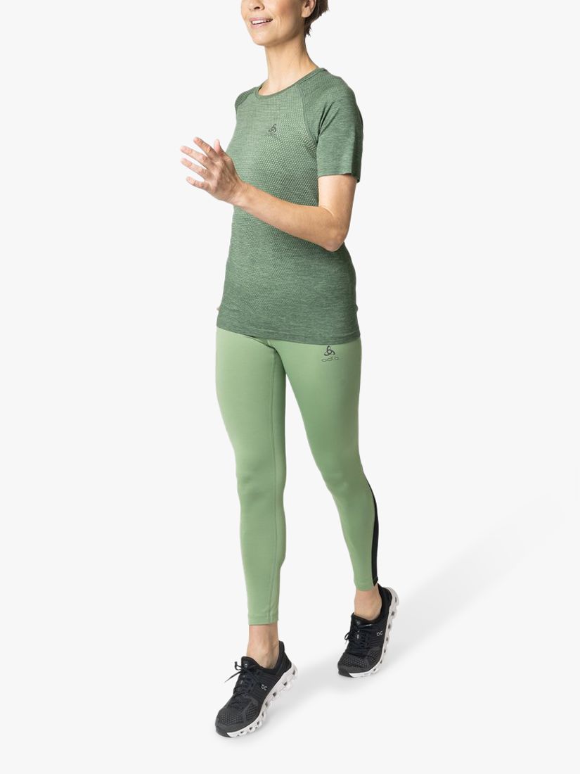 ODLO Essential Seamless Short Sleeve Running Top, Loden Forest Melange, M