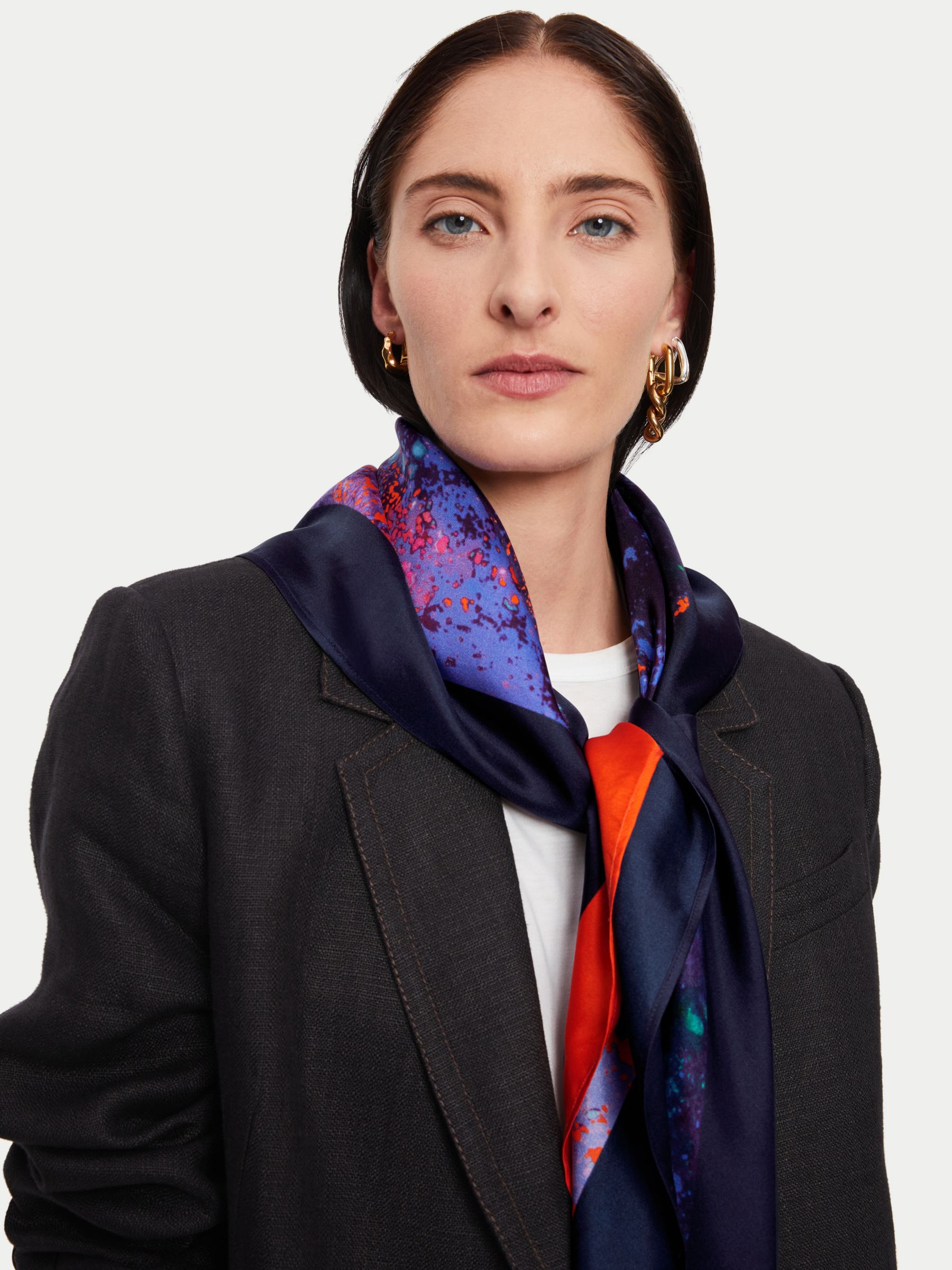 Jigsaw Paint Drops Silk Square Scarf, Blue at John Lewis & Partners